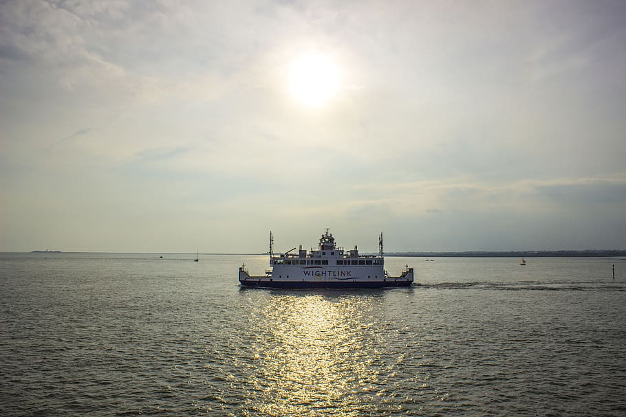 isle of wight, ferry, solent, english channel, sky, nautical vessel, HD wallpaper