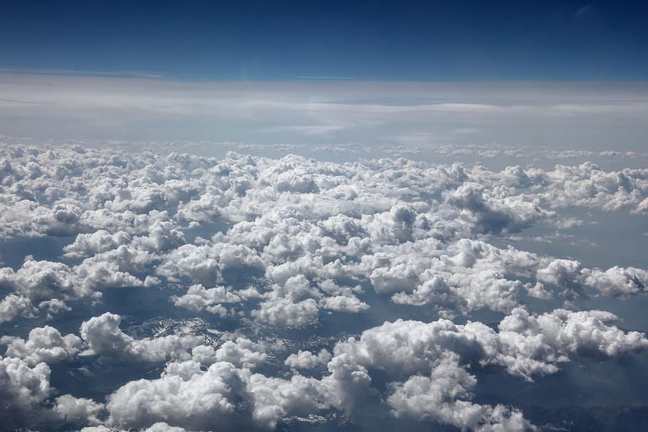 Clouds, Mountains, White, Overview, sky, fleecy, in the sky HD wallpaper