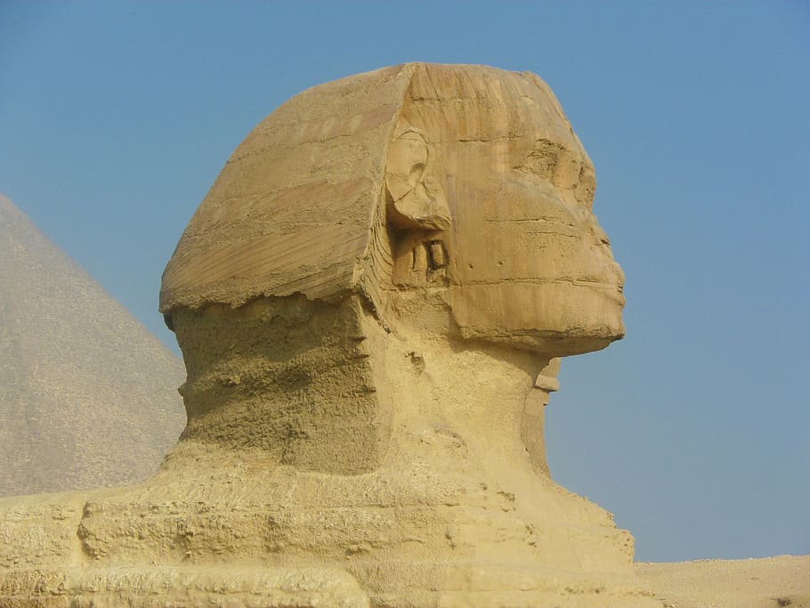 Sphinx statue in Egypt, hieroglyphs, temple, pierre, history HD wallpaper