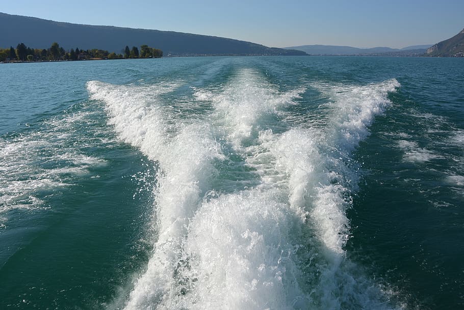 scum, lake, water, nature, annecy lake, france, motion, sea, HD wallpaper