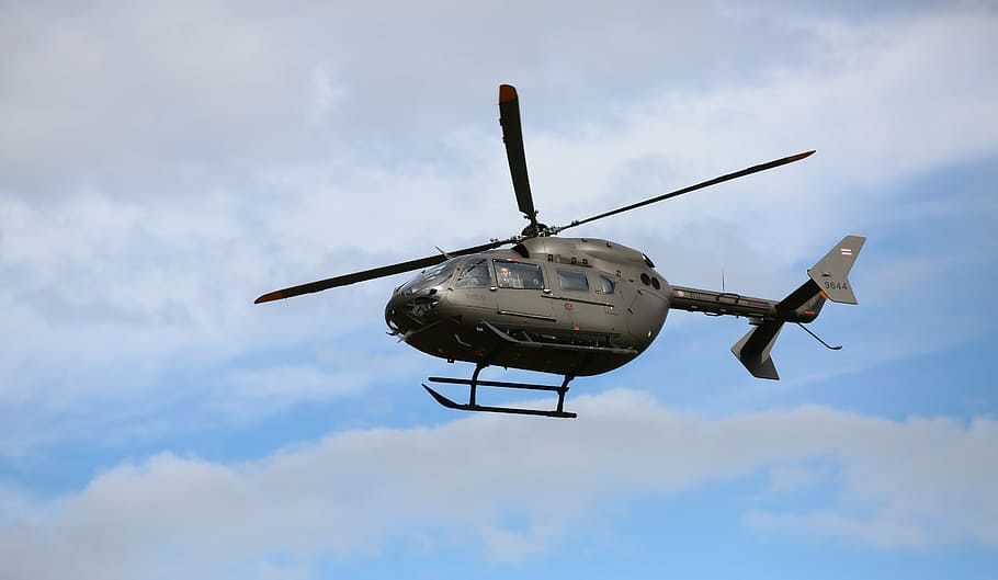 helicopter in mid-air during daytime, aviation, flight, air vehicle, HD wallpaper