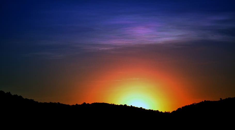 backlit, clouds, dark, dawn, dusk, idyllic, landscape, light HD wallpaper