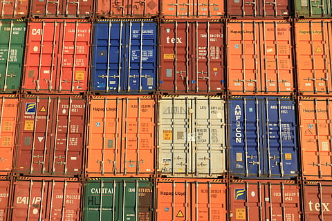 assorted-color metal container lot, belgium, antwerp, shipping HD wallpaper