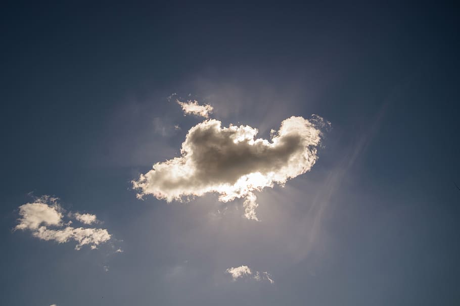 blue sky during daytime, sun, hiding, cloud, clouds, sunshine HD wallpaper