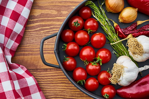 tomato, garlic, pepper, onion, nutrition, backgrounds, restaurant HD wallpaper