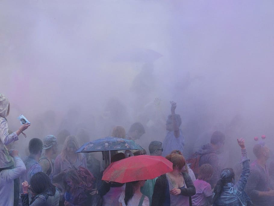 holi fixed, party, berlin, crowd, group of people, large group of people HD wallpaper