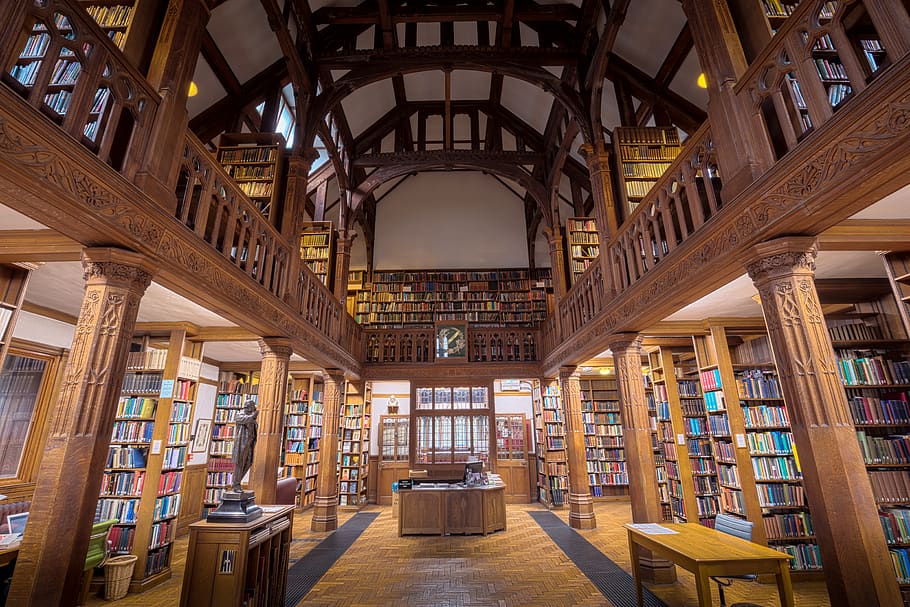 gladstones library, wales, welsh, libraries, book, books, bookshelf, HD wallpaper