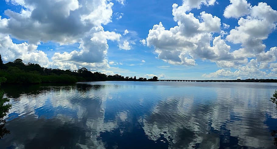 oldsmar, florida, water reflection, clouds, sky, cloud - sky HD wallpaper
