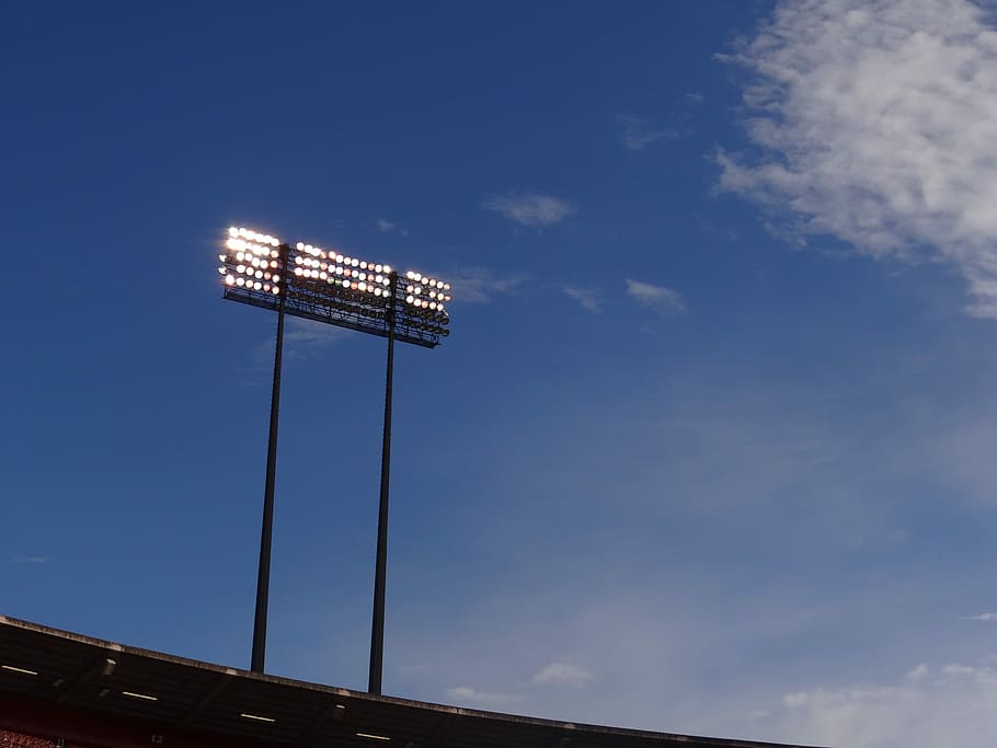 Stadium, Lights, Sky, cloud - sky, blue, floodlight, no people, HD wallpaper