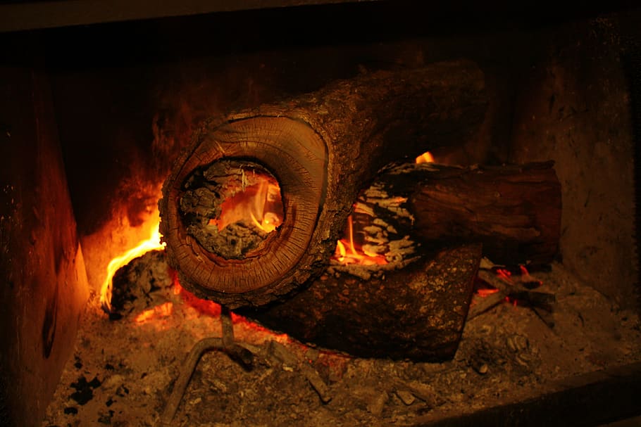 fire, hearth, log, fireplace, cozy, indoor, warmth, fire - Natural Phenomenon HD wallpaper