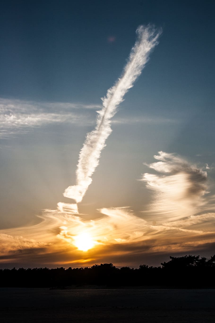 Sunset, Clouds, Evening, Heaven, trees, nature, soester dunes HD wallpaper