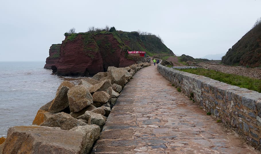 person walking on pathway, dawlish warren, devon, beach, coast HD wallpaper