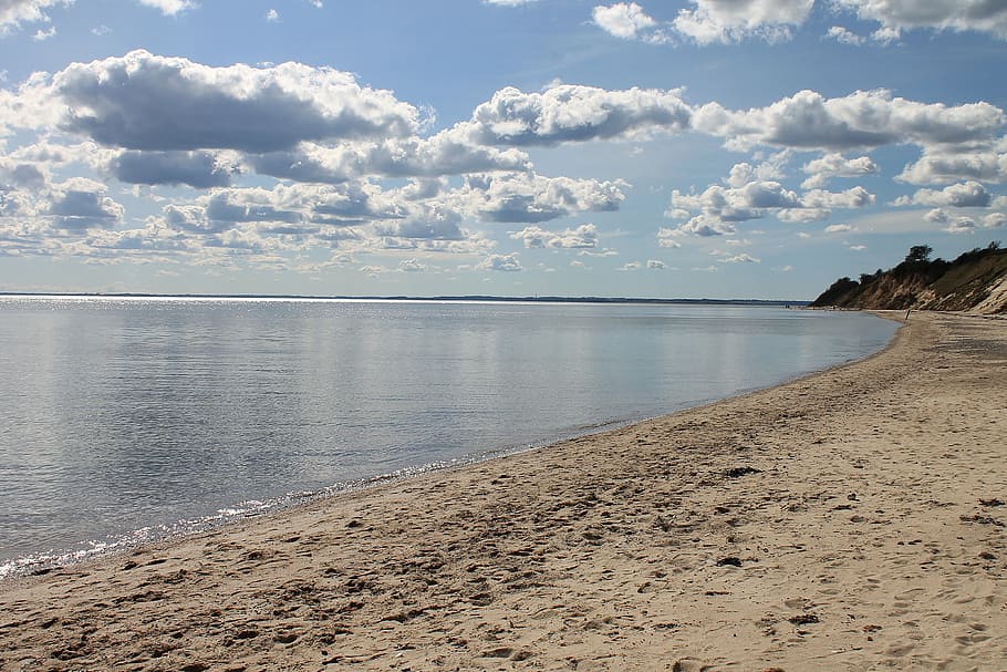 beach, spring, clouds, water, blue, sky, sand, land, sea, scenics - nature HD wallpaper