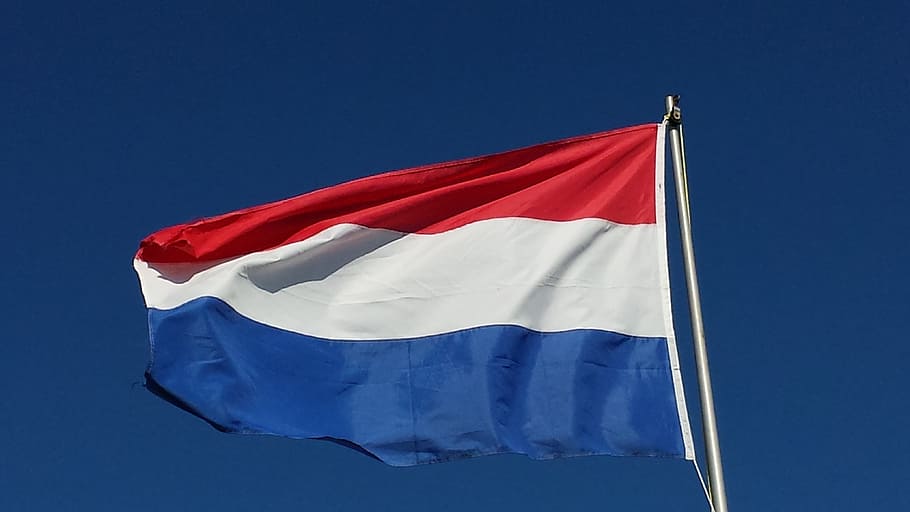 red, white, and blue stripe flag low-angle photography, Netherlands, Flag HD wallpaper