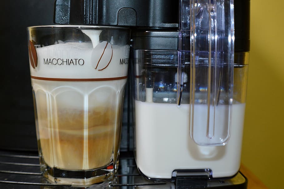 latte macchiato, coffee, tea, café au lait, milchschaum, glass, HD wallpaper