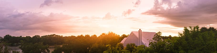 nature, sky, clouds, sun, forest, idyllic, panoramic, roof, scenic HD wallpaper