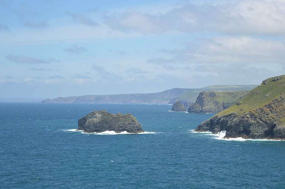 cornwall, seaside, coastline, england, tide, landscape, water HD wallpaper
