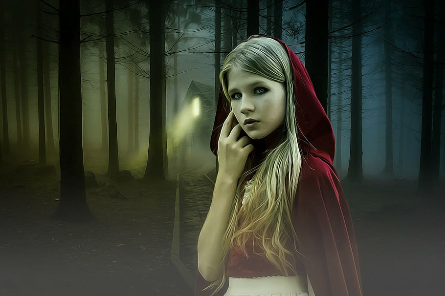 Red Riding Hood, gothic, fantasy, dark, girl, dark fairy tale, HD wallpaper