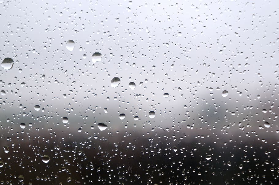 rain, drops, glass, wet, water, full frame, backgrounds, window HD wallpaper