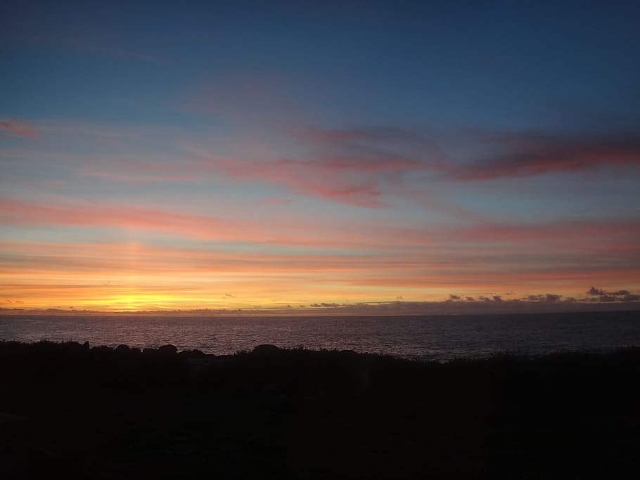 Brittany, Sea, Sunset, Afterglow, sky, abendstimmung, evening sky HD wallpaper