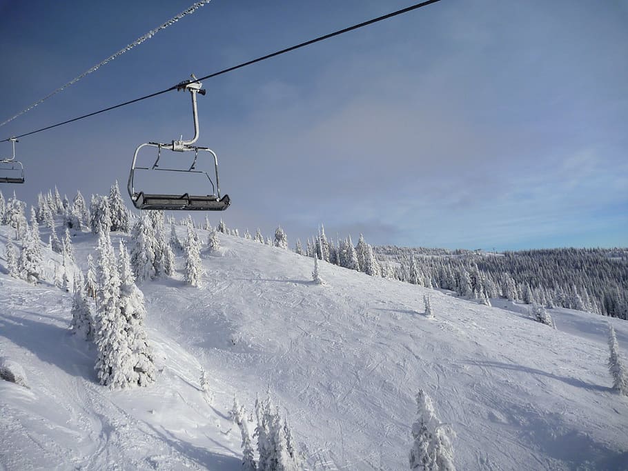 alpine skiing, canada, winter, mountain, chair lift, snow, cold temperature HD wallpaper