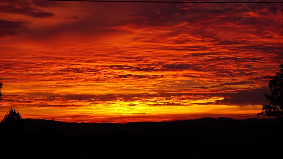 sunset, color explosion, orange, twilight, sky, orange sky HD wallpaper