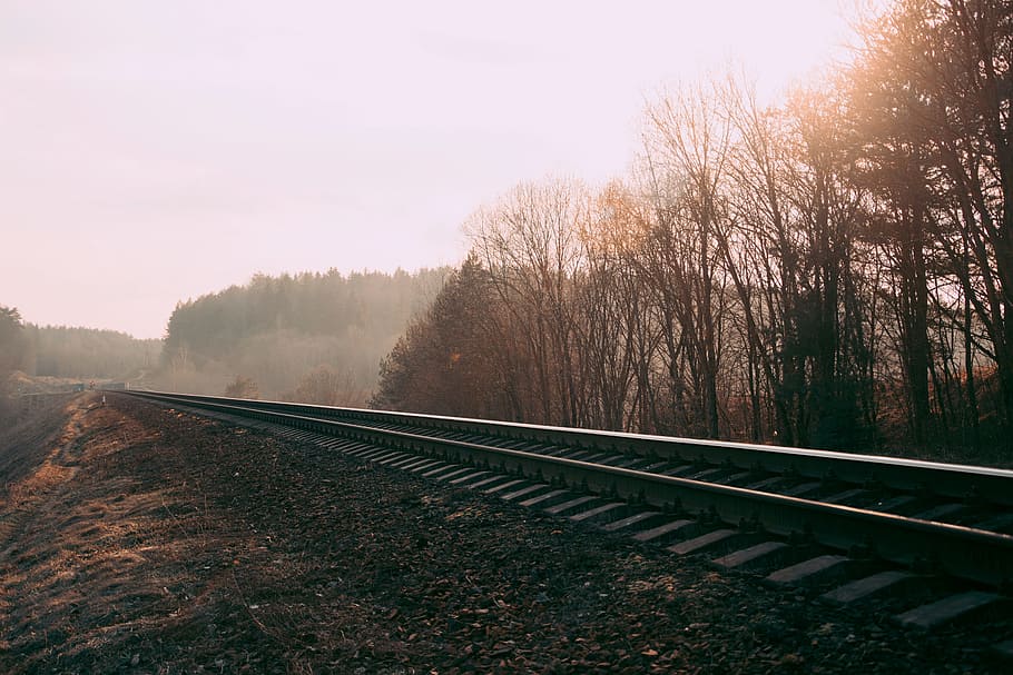 Train Rails Photography, atmosphere, countryside, dawn, desktop wallpaper, HD wallpaper