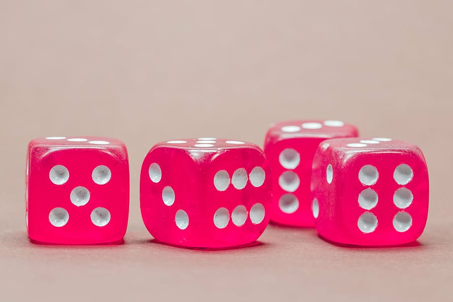 red-and-white dices on concrete surface, cube, game cube, instantaneous speed HD wallpaper