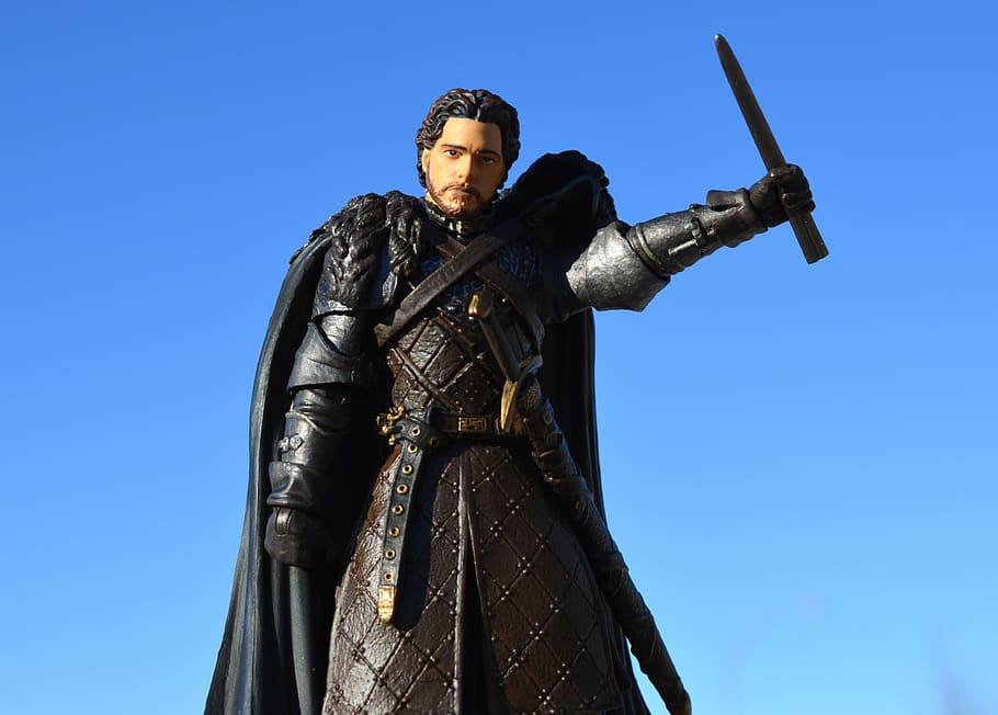 man holding sword statue, games of thrones, action figure, hbo, HD wallpaper