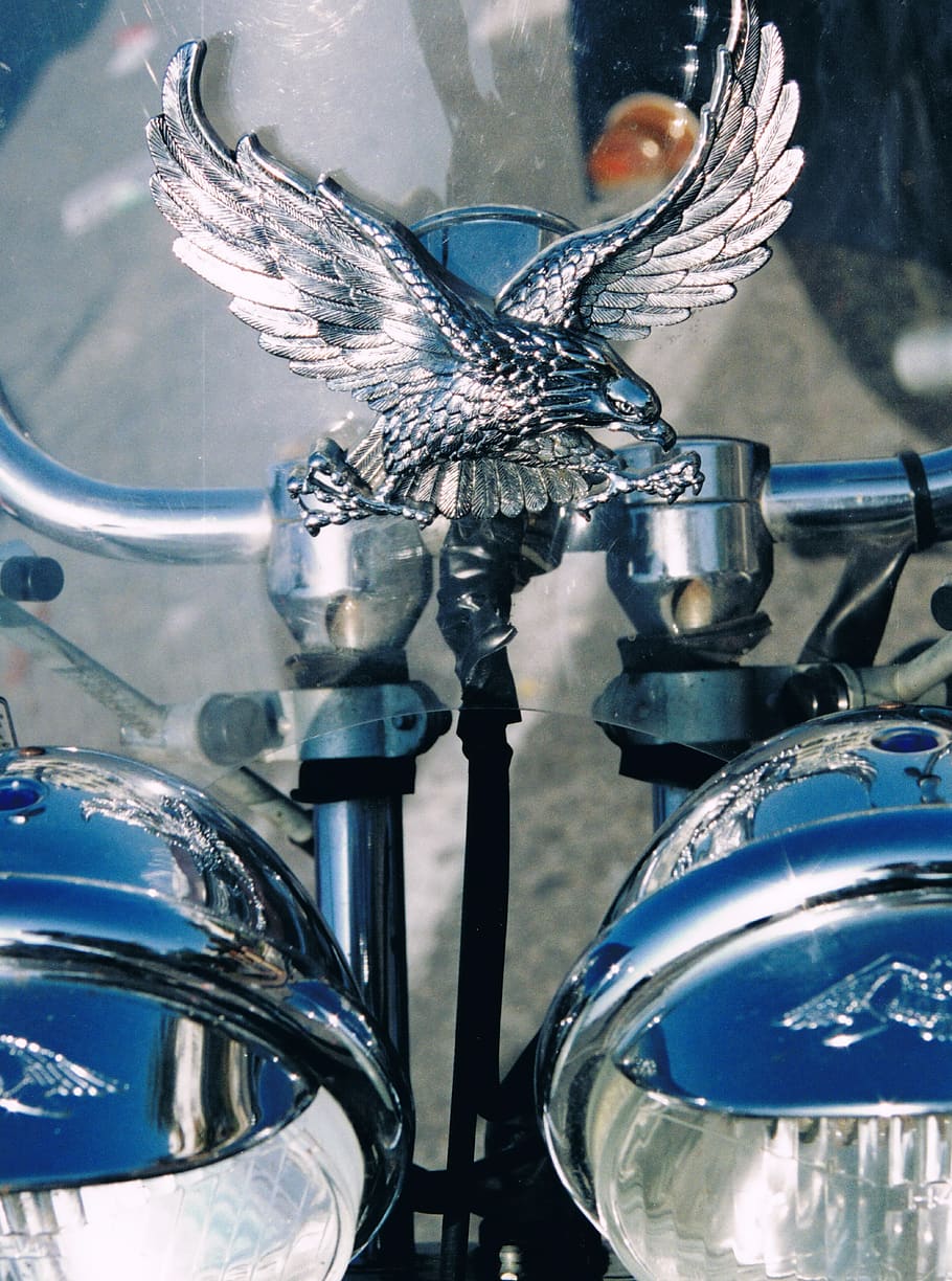 eagle, motorcycle, lighthouses, close-up, focus on foreground HD wallpaper