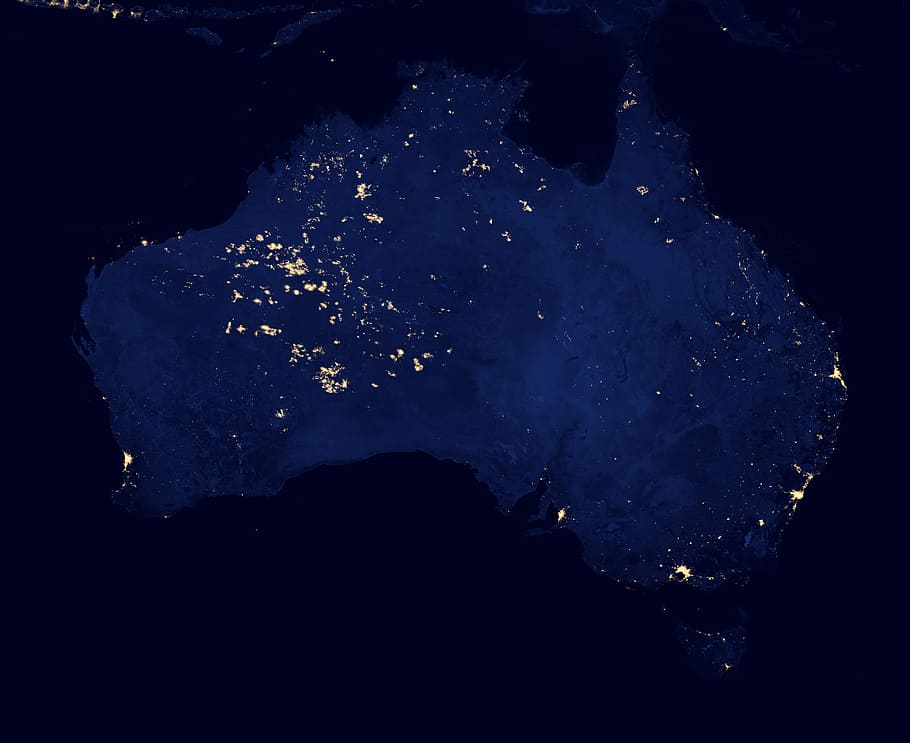 blue and white cloth, australia, cities, lights, space, night HD wallpaper