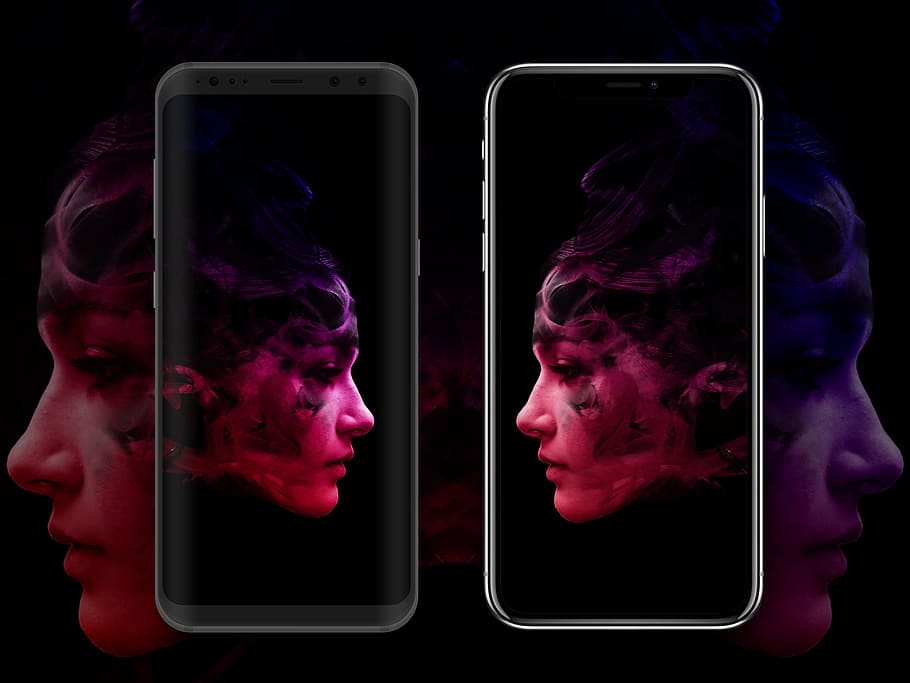 HD wallpaper: two midnight black Samsung Galaxy S9, iphone x, samsung galaxy  s8 | Wallpaper Flare