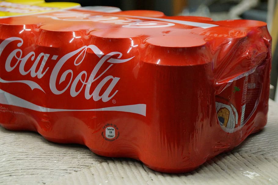Coca-Cola beverage can pac k\, Coca Cola, Bobbin, Coke, Soda, Drink, HD wallpaper