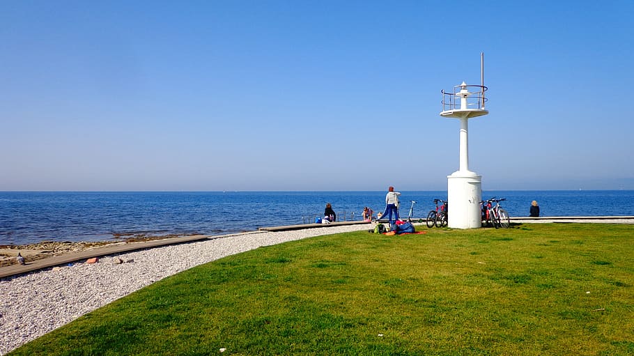 Lighthouse, Sea, Landscape, Sky, Blue, tranquility, horizon HD wallpaper