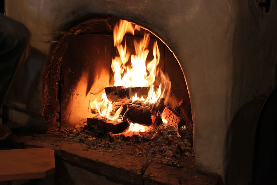 open fire, oven, stove, fireplace, hot, heat, old, antique HD wallpaper