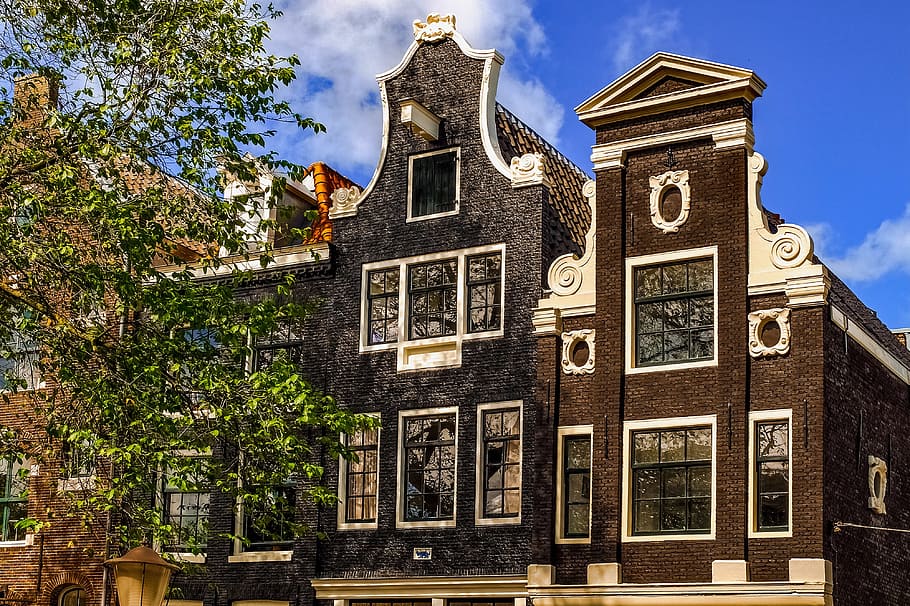 home, house, facade, brick, painted brick, brown, black, amsterdam HD wallpaper