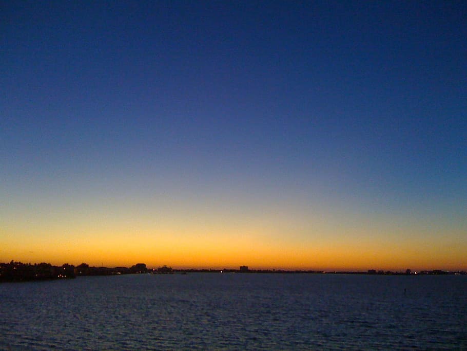 Sunset, Sea, Sky, Glow, Orange, Horizon, scenic, florida, coast HD wallpaper