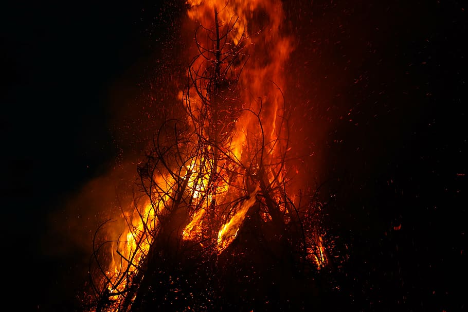 fire, flame, burn, embers, red, heat, heat wave, hot, burning down HD wallpaper