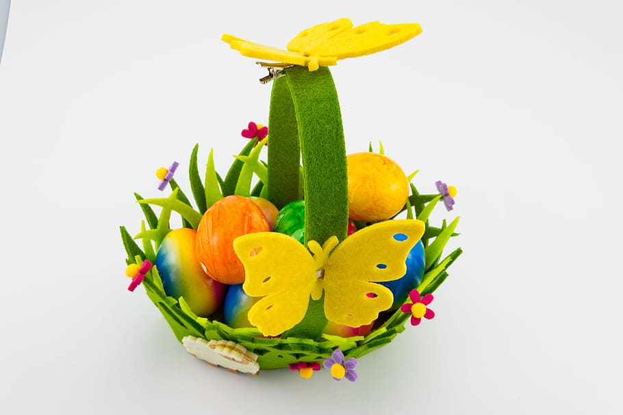 Easter, Basket, Easter Eggs, colorful, custom, decoration, hare HD wallpaper