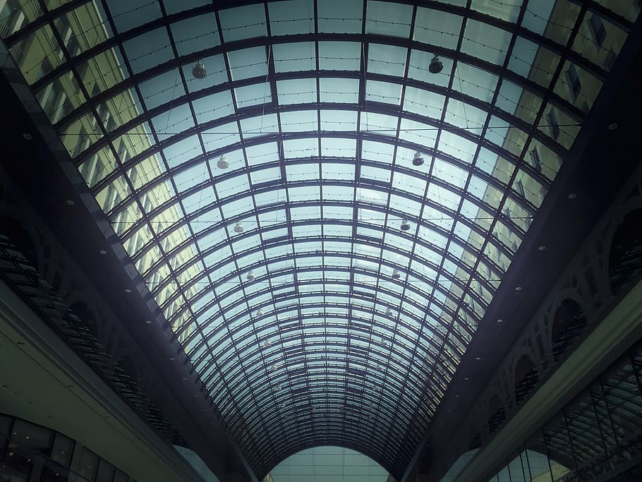 white and black dome building, structural, photo, glass, roof HD wallpaper