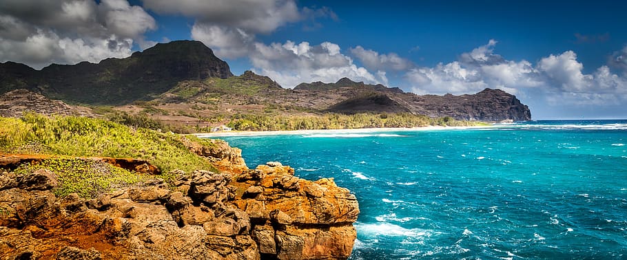 coast, scenic, ocean, mountain, landscape, coastline, natural HD wallpaper