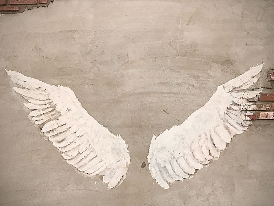 HD wallpaper: wings painting, Angel, Wall, Cement, Sculpture, photo,  background | Wallpaper Flare