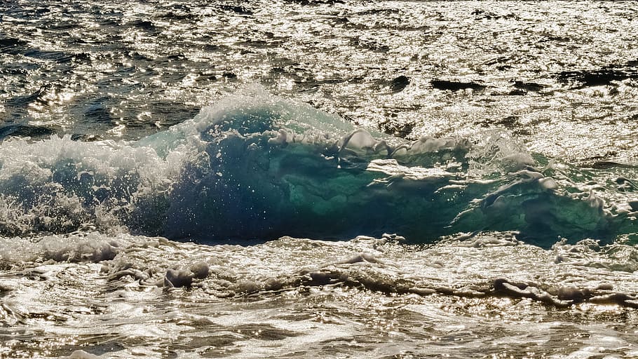 wave, splash, liquid, splashing, light, sunshine, sunlight HD wallpaper