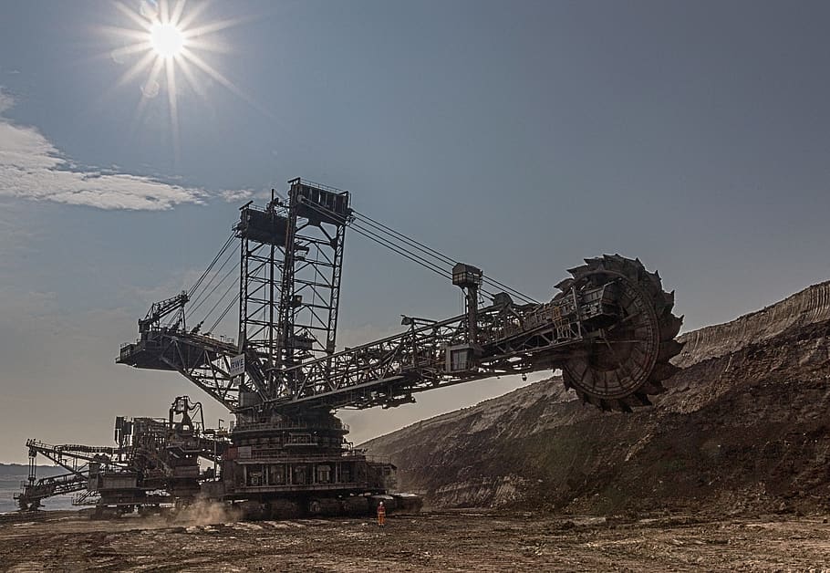 open pit mining, carbon, brown coal, industry, technology, removal, HD wallpaper