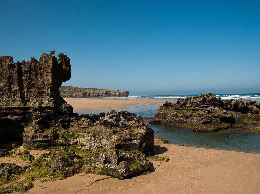 Ocean, Beach, Tide, Rocks, Erosion, algae, sea, rock - Object HD wallpaper