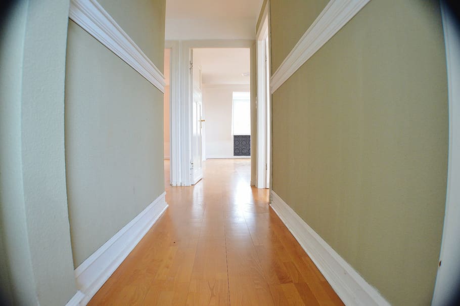 brown wooden parquet flooring in house, apartment, empty, room HD wallpaper