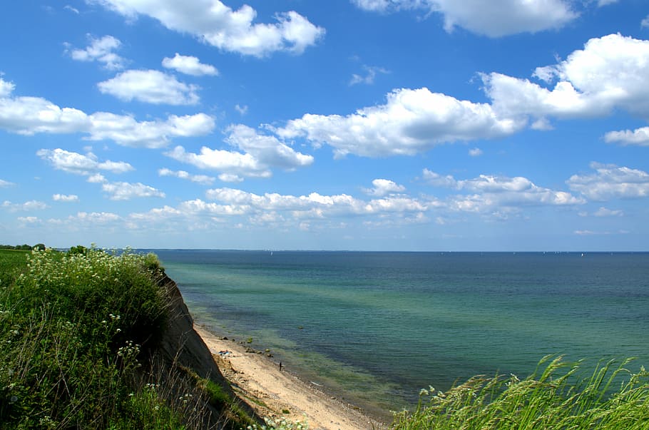 cliff, sea, coast, rock, steep slope, landscape, outlook, cliffs HD wallpaper