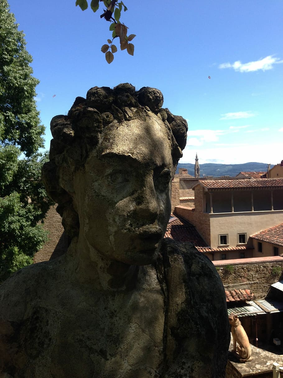 Statue, Bust, Landscape, Florence, Art, tuscany, history, monument HD wallpaper