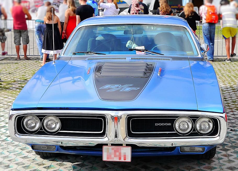 Auto, Vehicle, Retro, Classic, American, usa, dodge, blue, automotive HD wallpaper