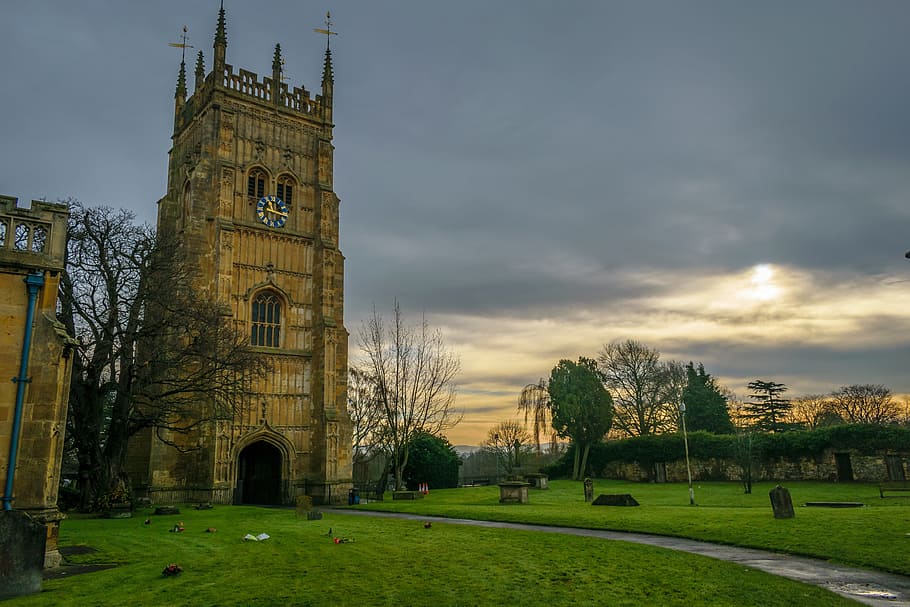 architecture, outdoors, tower, old, sky, evesham bell tower HD wallpaper